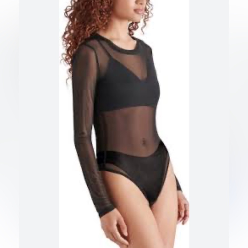Sheer Black Long Sleeve Bodysuit Steve Madden Preloved
